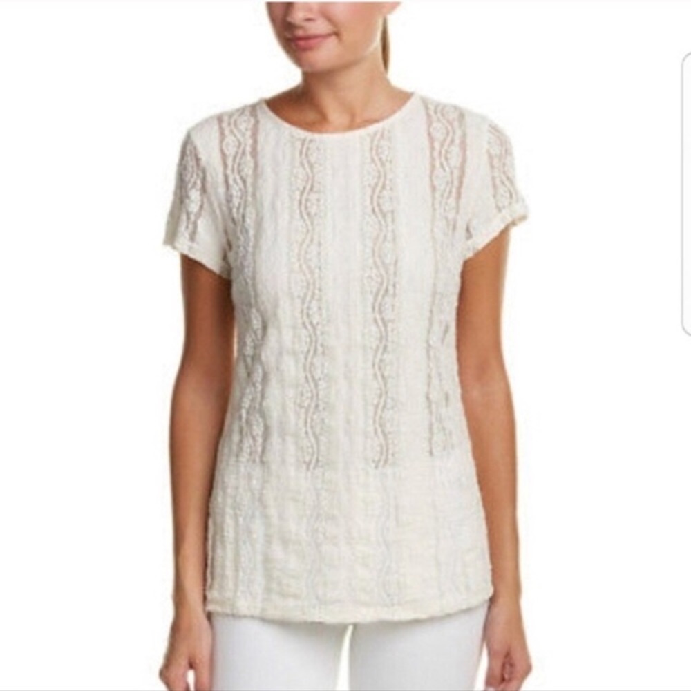 Cabi Lace Ivory Keyhole Top
